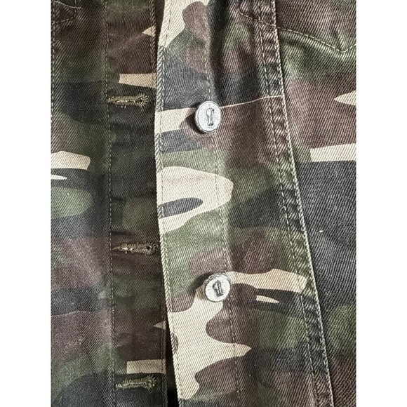 Anthropologie Pilcro Size S Camo Camouflage Embroidered Denim Jacket - Picture 6 of 10